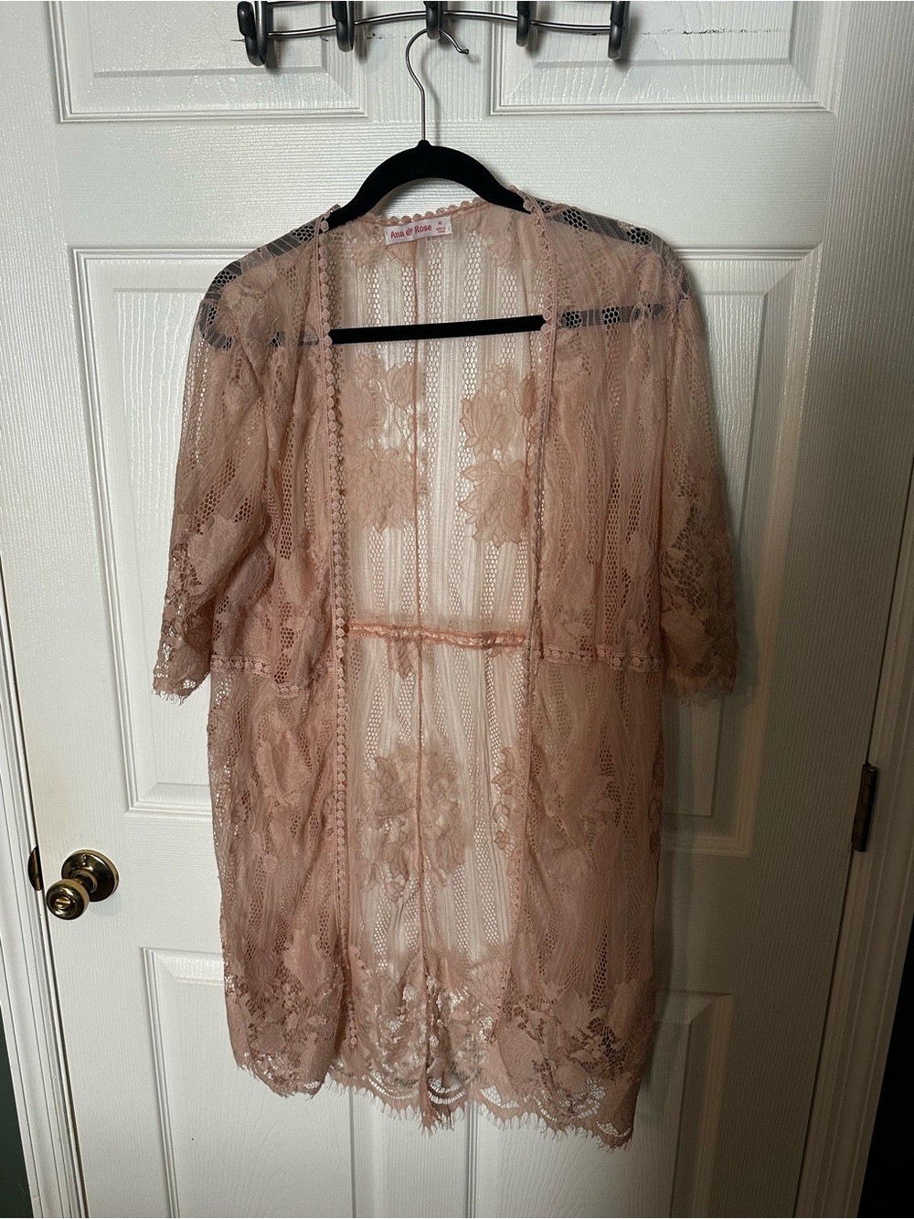 Delicate Lace Kimono Shrug in Blush Pink